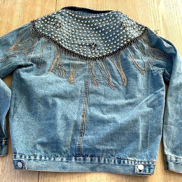 Boutique Embellished rhinestone studd Jean Jacket - Picture 8 of 9